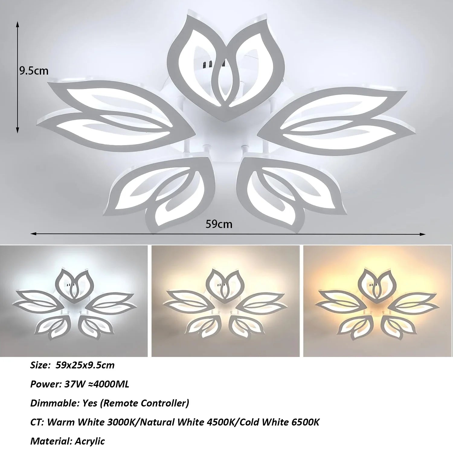 LED Ceiling Lamp, 45W Modern LED Ceiling Light Dimmable - Multi Shop24