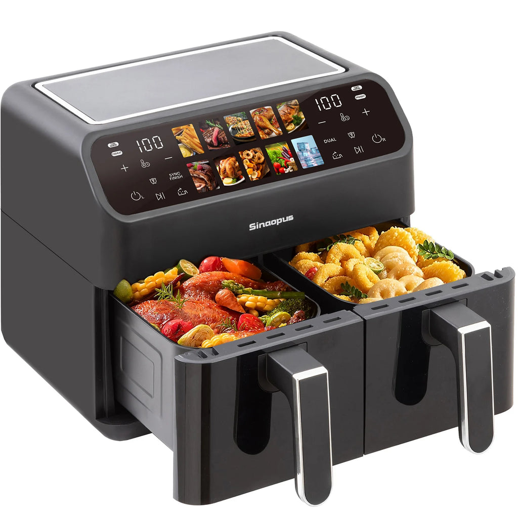Hot Air Fryers 9L Dual Basket Oven Oilless Cooker with LED Touch Control - Multi Shop24
