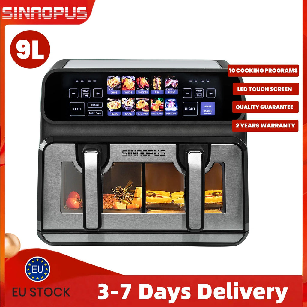 2200W Hot Air pro Fryer Dual Basket 9L Multi-Function Air Fryers Multi Shop24