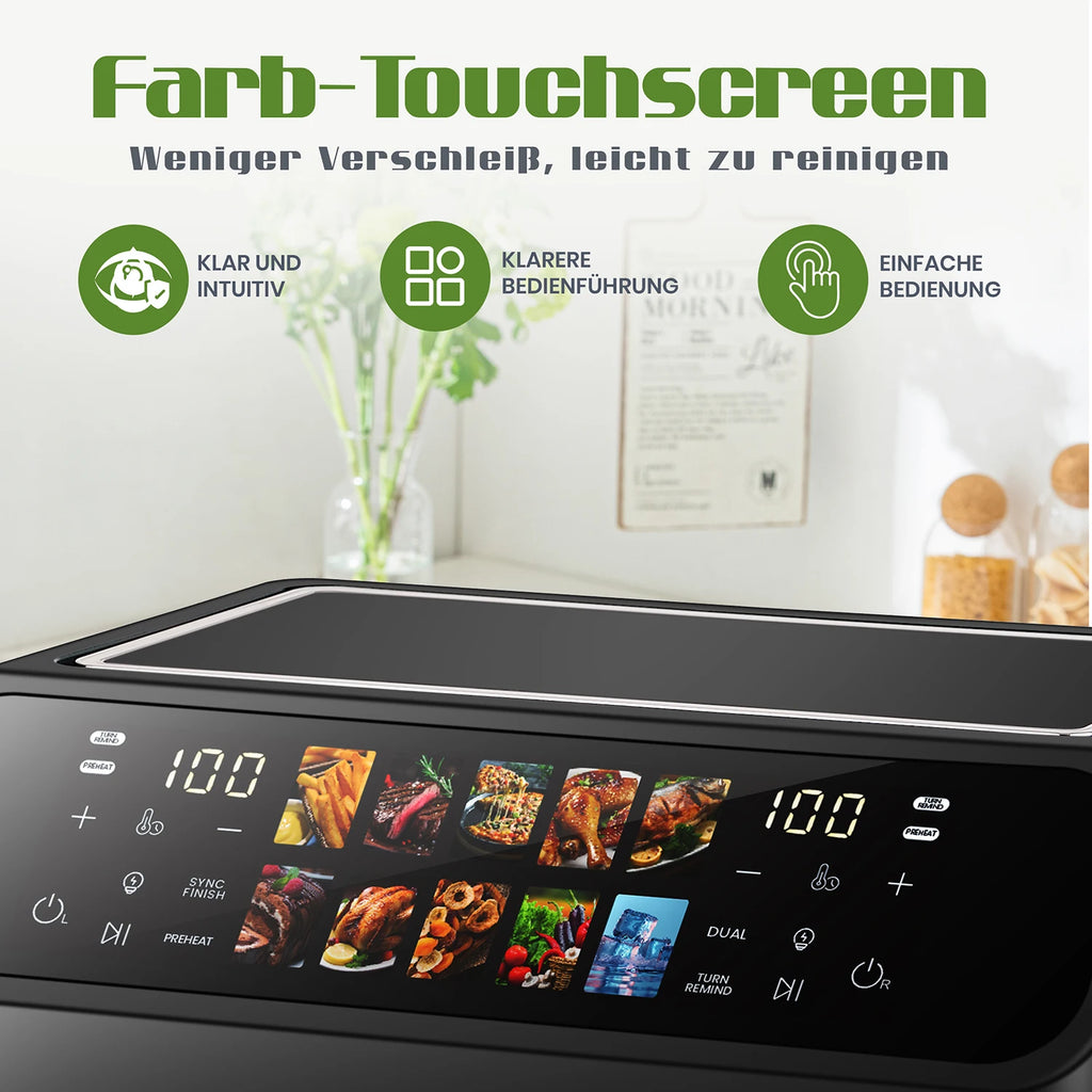 Hot Air Fryers 9L Dual Basket Oven Oilless Cooker with LED Touch Control - Multi Shop24