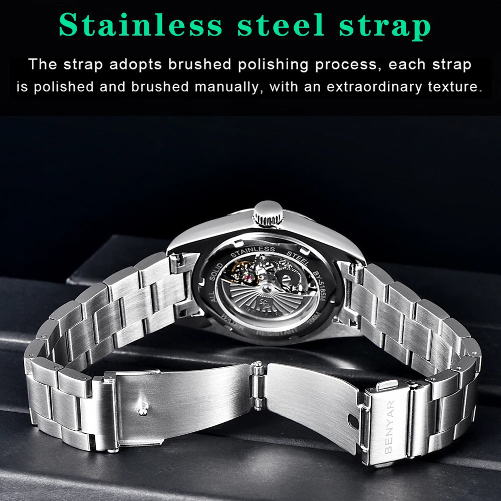 BENYAR New Luxury Automatic Watch 10Bar Waterproof Stainless Steel Men Multi Shop24