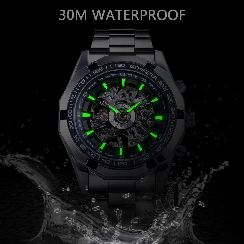Forsining 2021 Stainless Steel Waterproof Mens Skeleton Watches Top Brand Multi Shop24