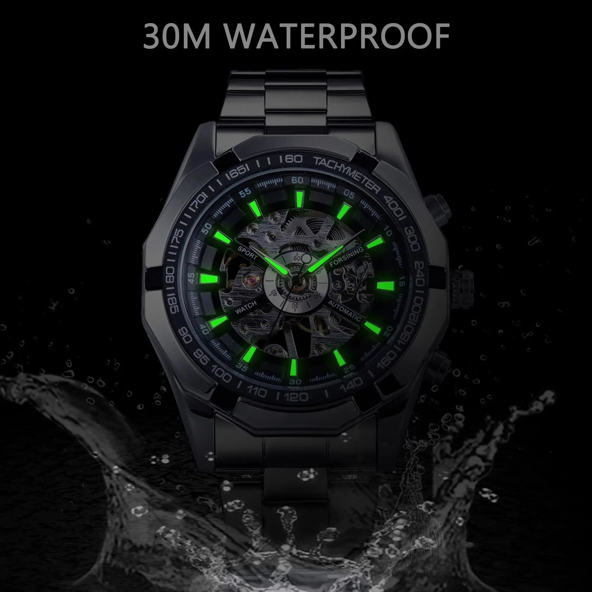 Forsining 2021 Stainless Steel Waterproof Mens Skeleton Watches Top Brand Multi Shop24