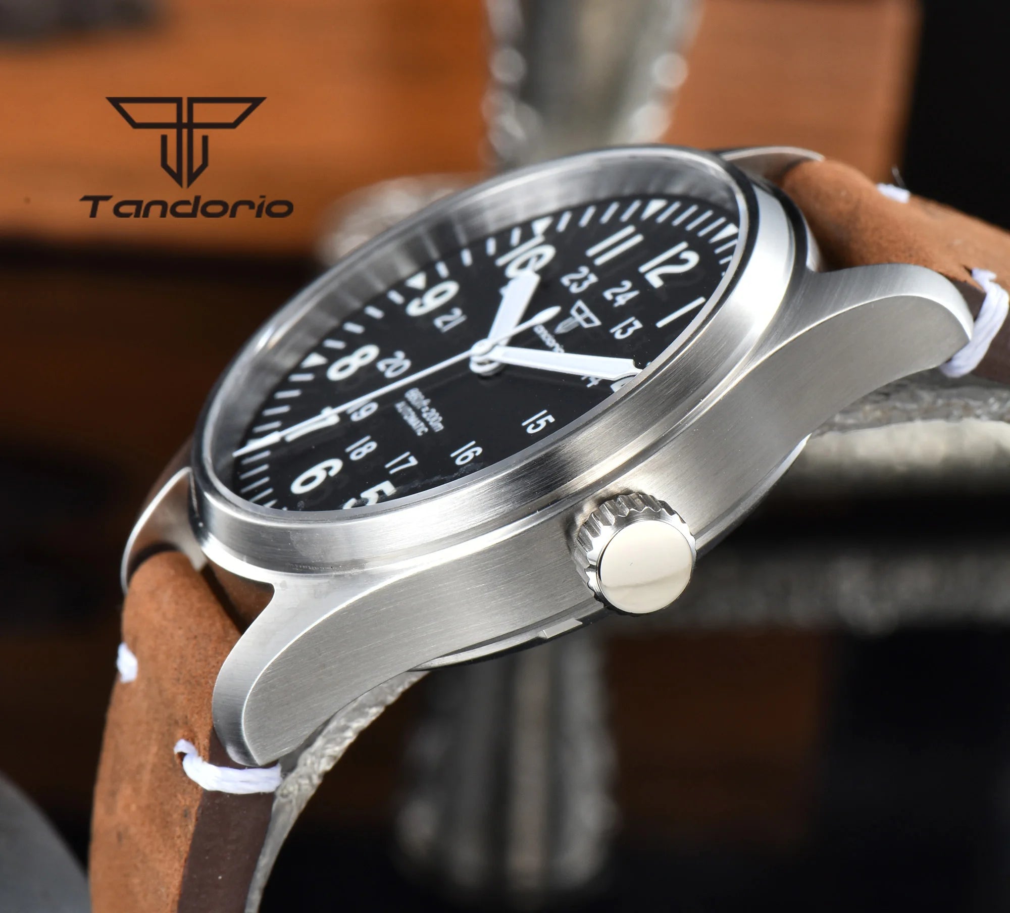 Tandorio 39mm 20BAR Dive Pilot Men's Automatic Steel Watch Multi Shop24
