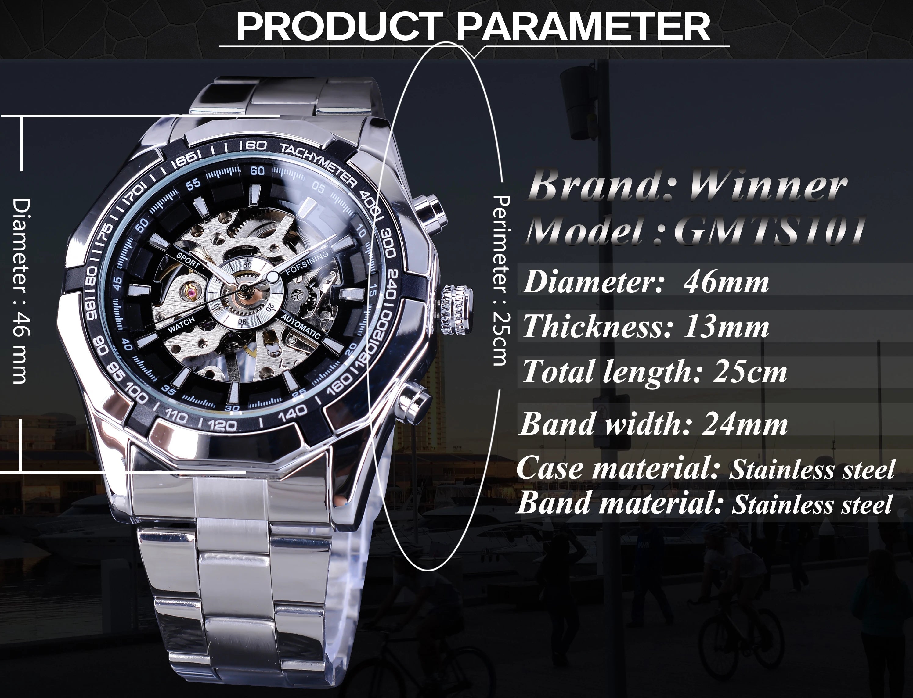 Forsining 2021 Stainless Steel Waterproof Mens Skeleton Watches Top Brand Multi Shop24