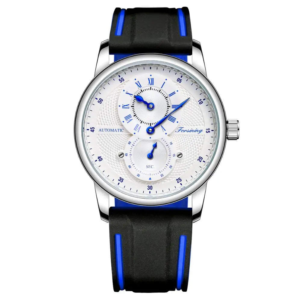 Wristwatch Blue White Dial Automatic Transparent Mechanical Watch Multi Shop24