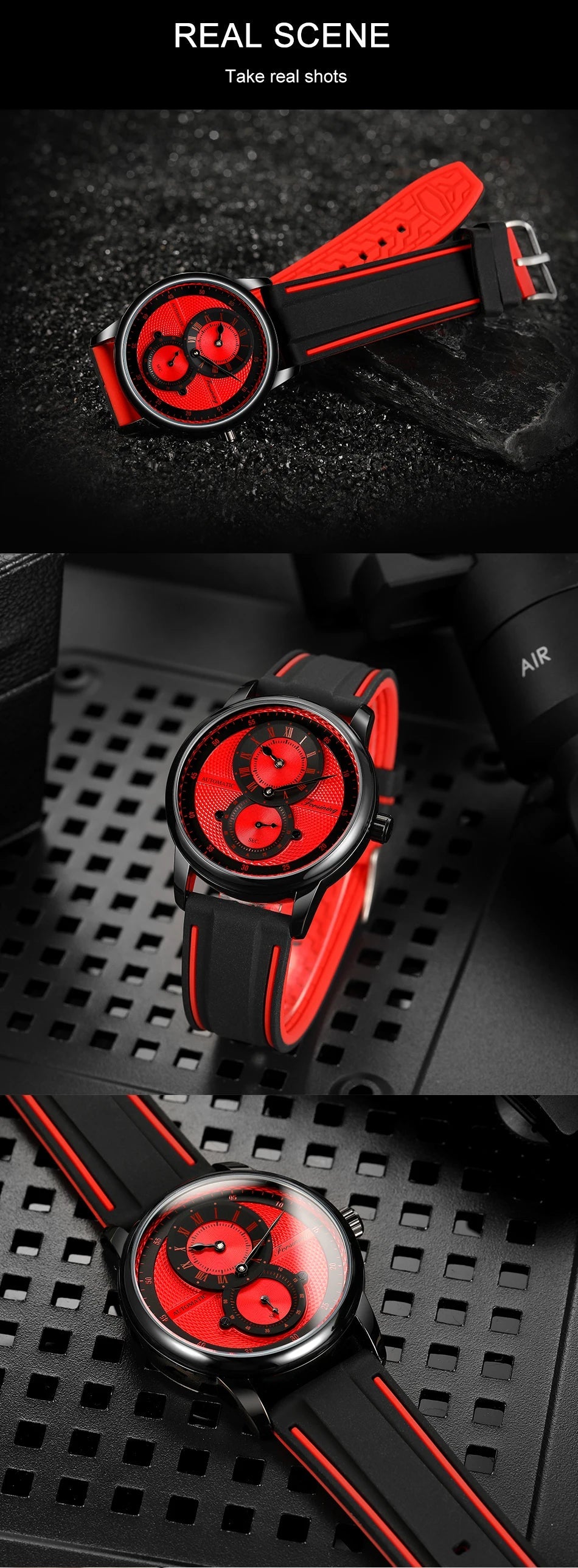 Wristwatch Blue White Dial Automatic Transparent Mechanical Watch Multi Shop24