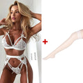 4Piece Women Sets See Through Underwear Set Bra And Panty Set Add Stockings Garter Strapless Bra Set Plus Size Sexy Lingerie MultiShop24