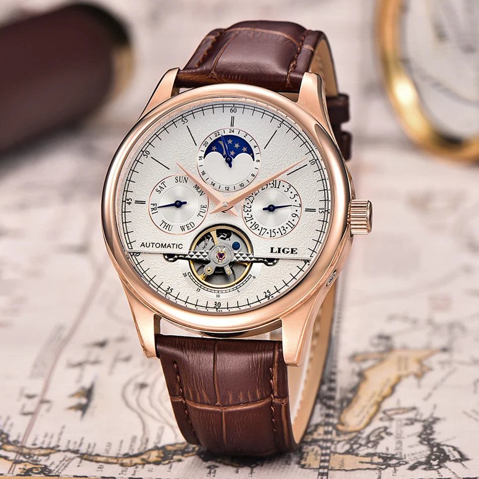 LIGE Brand Classic Mens Retro Watches Automatic Mechanical Watch Multi Shop24
