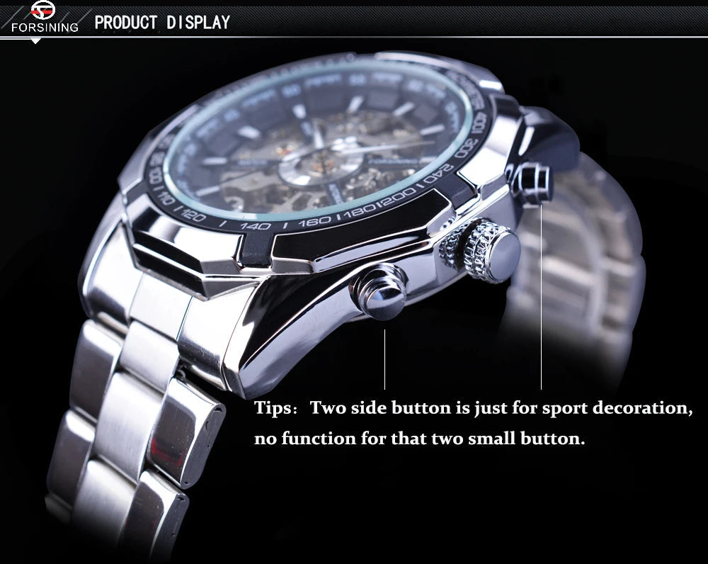 Forsining 2021 Stainless Steel Waterproof Mens Skeleton Watches Top Brand Multi Shop24
