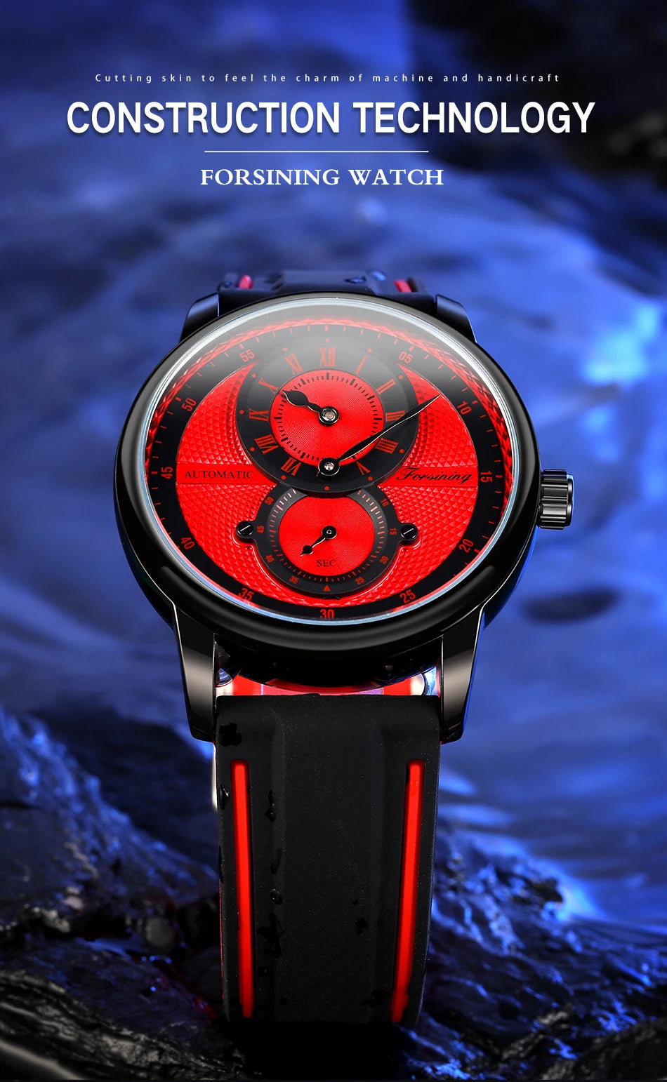 Wristwatch Blue White Dial Automatic Transparent Mechanical Watch Multi Shop24