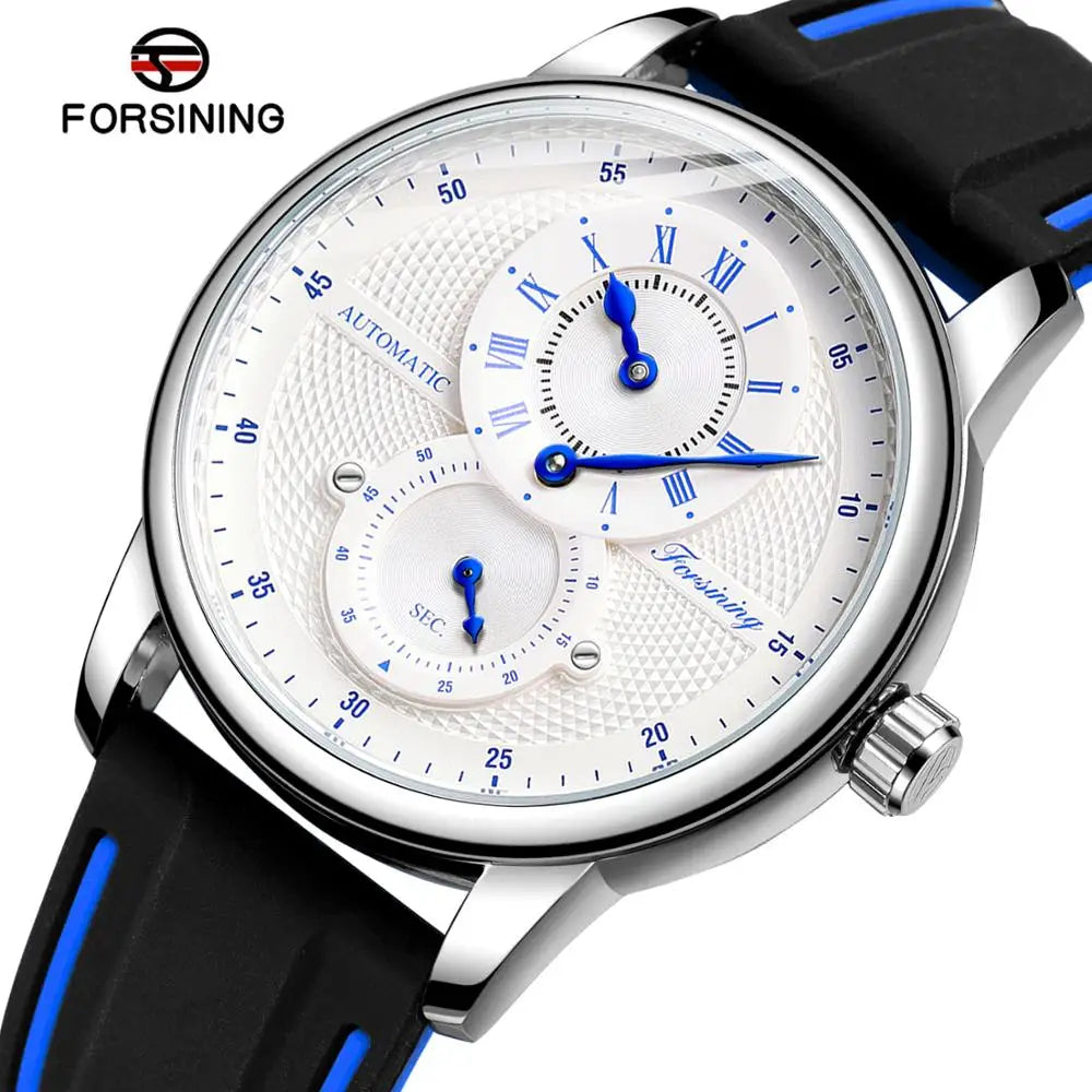 Wristwatch Blue White Dial Automatic Transparent Mechanical Watch Multi Shop24