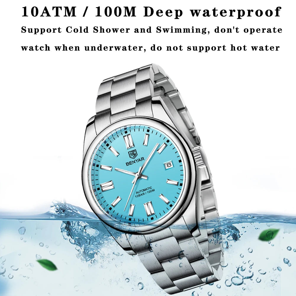 BENYAR New Luxury Automatic Watch 10Bar Waterproof Stainless Steel Men Multi Shop24