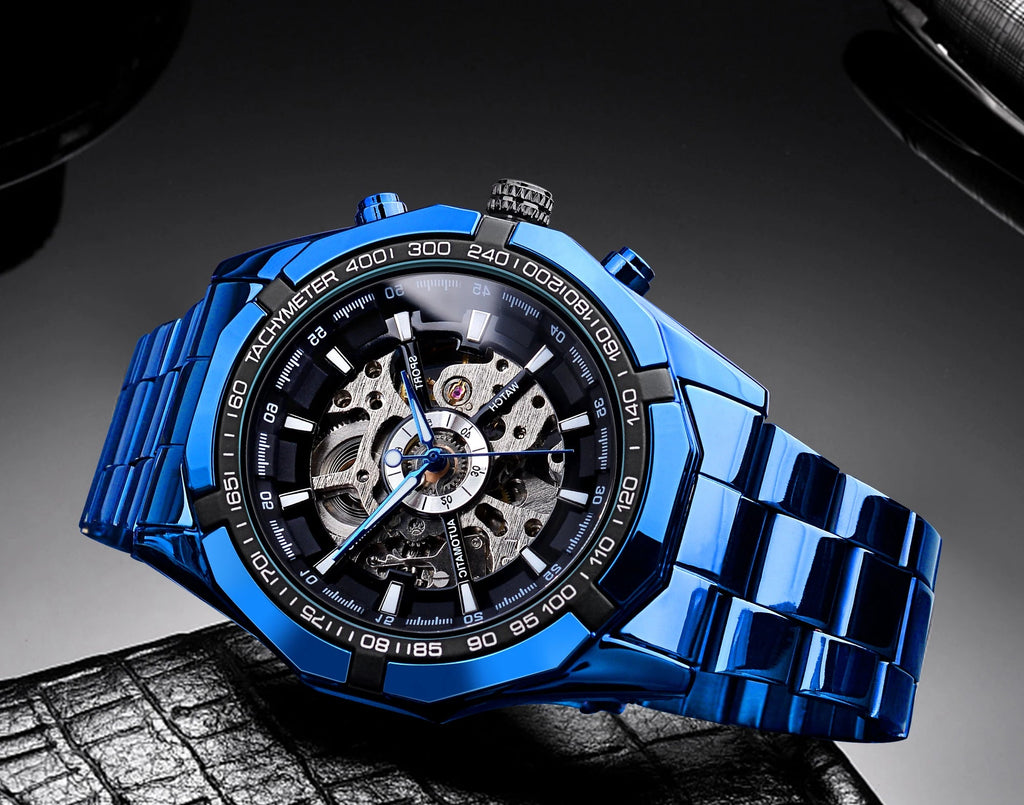 Forsining 2021 Stainless Steel Waterproof Mens Skeleton Watches Top Brand Multi Shop24