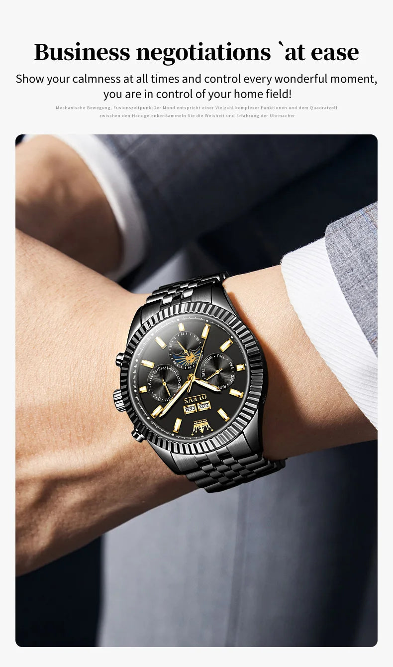 OLEVS 6688 Luxury Mens Watch Dual Calendar Automatic  30M Waterproof Luminous Top Multi Shop24