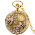Crystal Diamond Bee Flowers Quartz Pocket Watch Multi Shop24