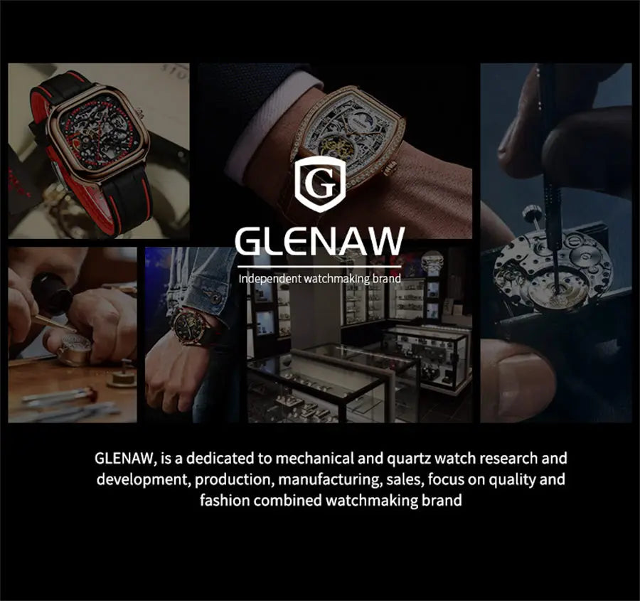GLENAW Rotating Earth Double Second Hand WristWatch Men Automatic Multi Shop24