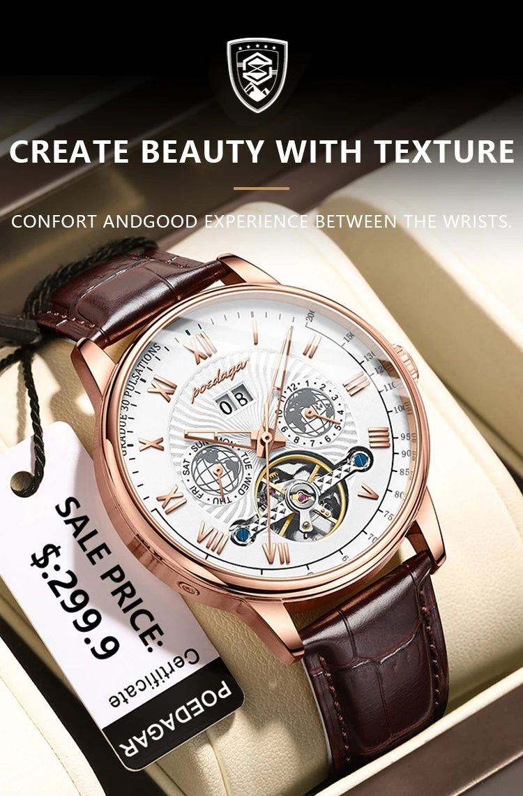 POEDAGAR Luxury Men Wristwatch Waterproof Date Week Automatic Multi Shop24