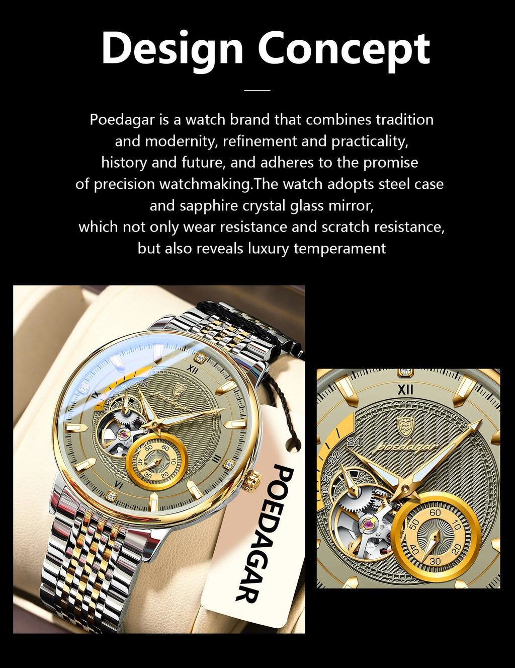 POEDAGAR Top Luxury Man Wristwatch Luminous Hollow Multi Shop24