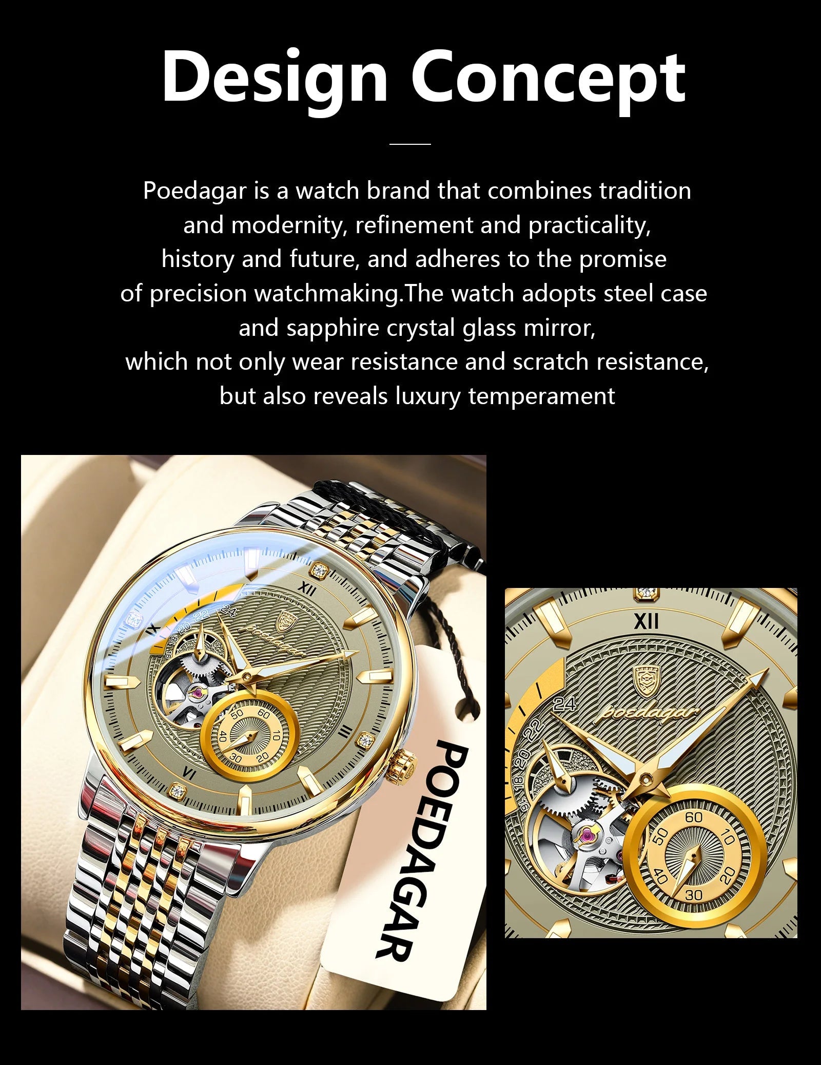POEDAGAR Top Luxury Man Wristwatch Luminous Hollow Multi Shop24