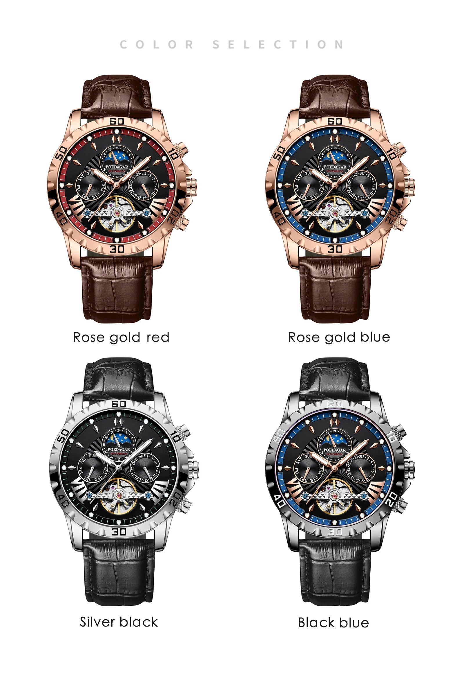 POEDAGAR Luxury Automatic Wristwatch Waterproof Multi Shop24