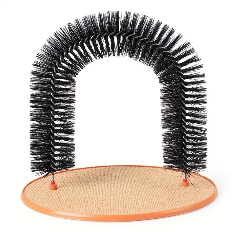 Cat Toy Arch Self Groome Pamper Feline with A Massage Grooming Rubbing Brush Multi Shop24