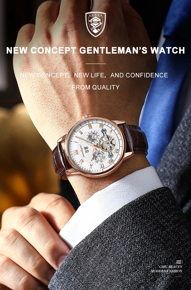 POEDAGAR Luxury Men Wristwatch Waterproof Date Week Automatic Multi Shop24