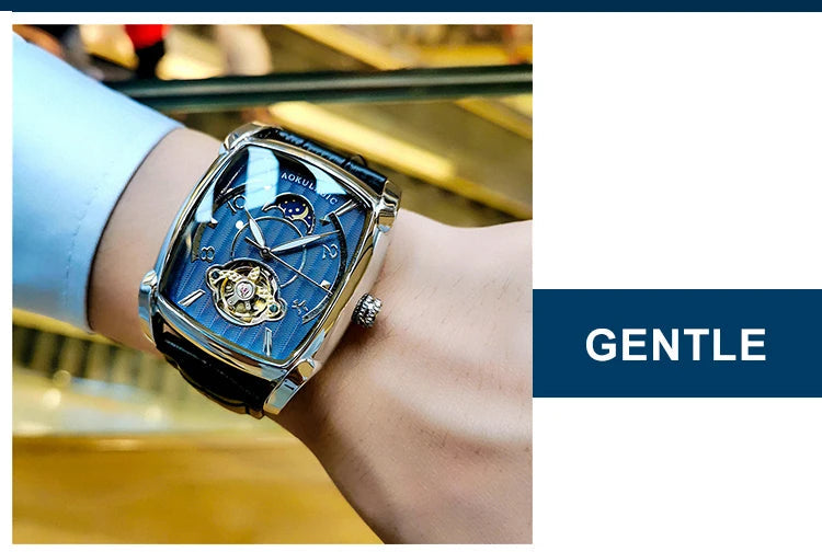 Forsining Fashion Skeleton Mechanical Watch for Men Green Multi Shop24