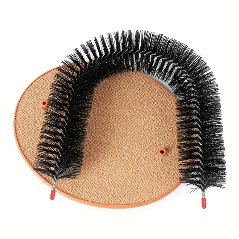 Cat Toy Arch Self Groome Pamper Feline with A Massage Grooming Rubbing Brush Multi Shop24
