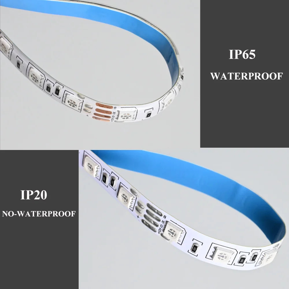 RGB LED Strip 12V 1m 2m 3m 4m 5m 10m Dimmable Lamp Waterproof Lights - Multi Shop24