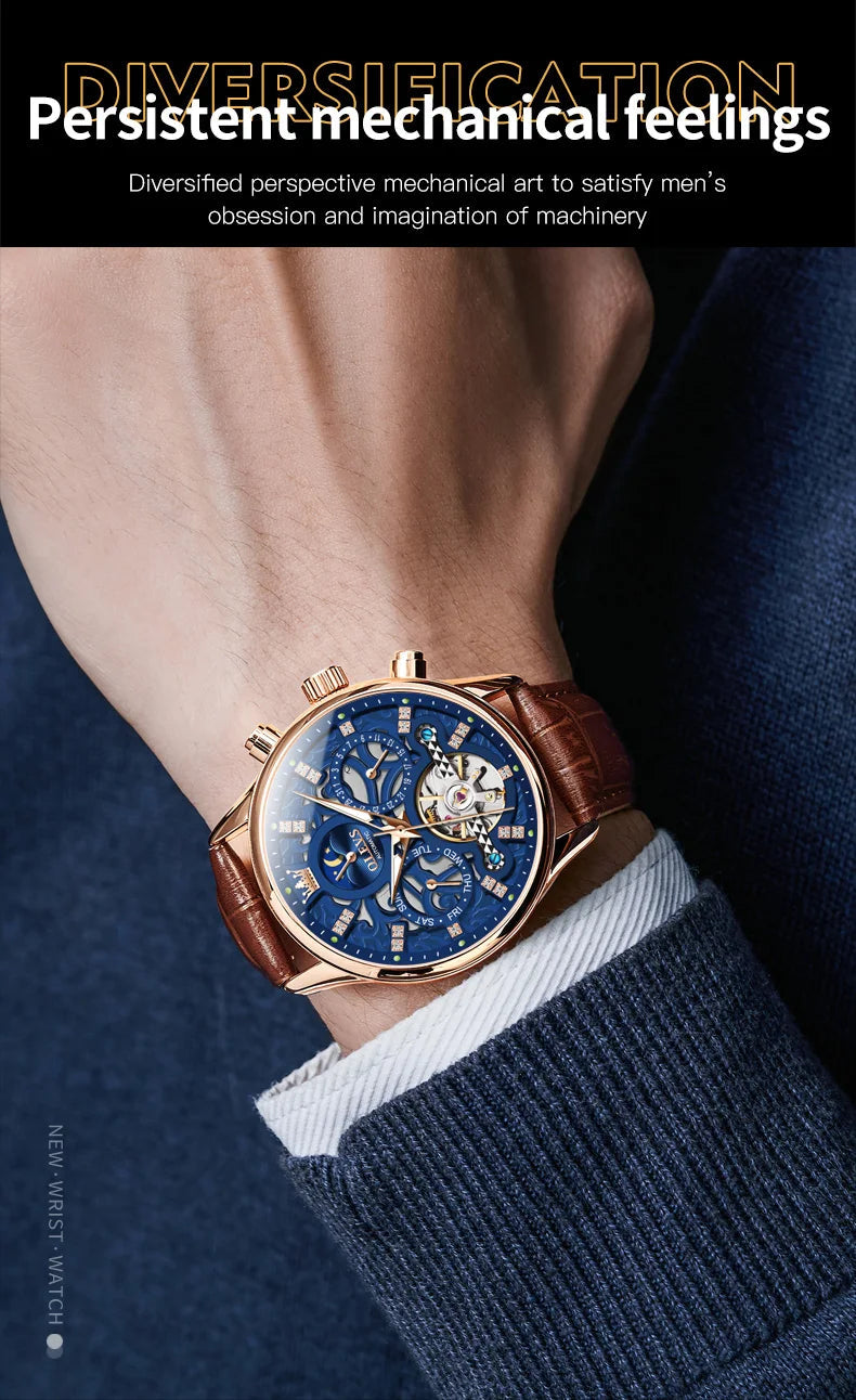 OLEVS 6658 Mens Watch Business Leather Strap Reloj Multi Shop24
