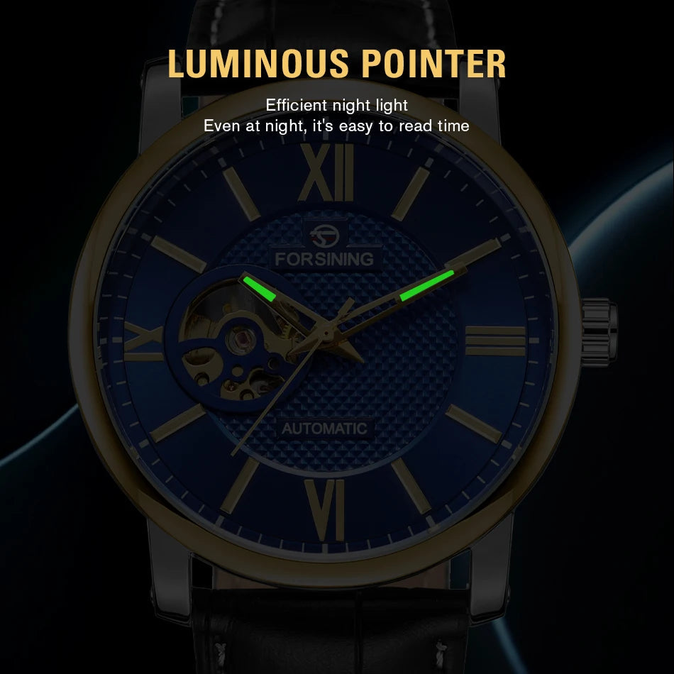 Forsining Fashion Skeleton Mechanical Watch for Men Green Multi Shop24