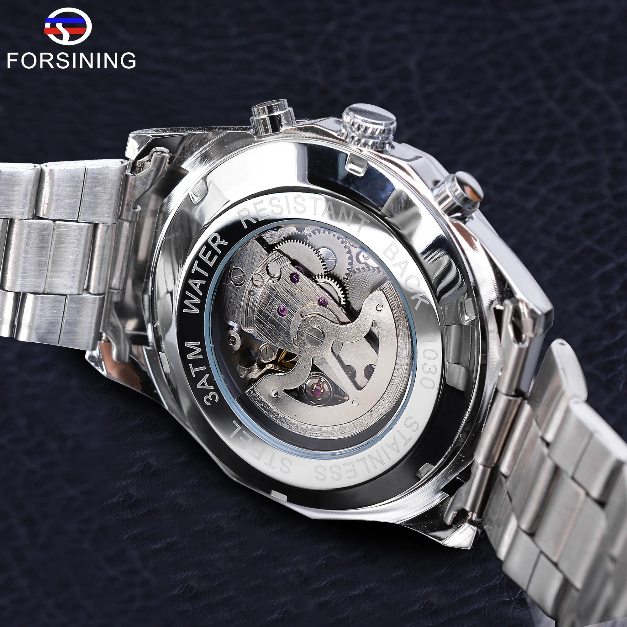 Forsining 2021 Stainless Steel Waterproof Mens Skeleton Watches Top Brand Multi Shop24