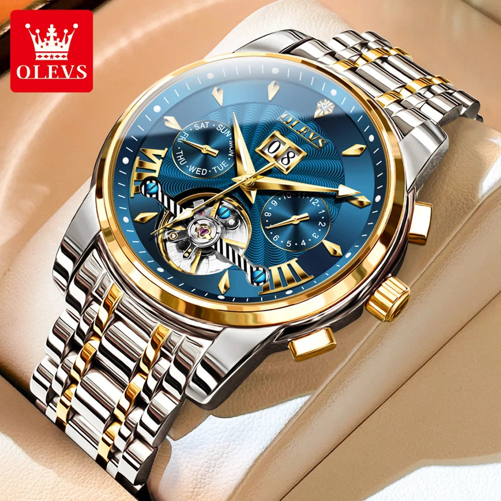 OLEVS Automatic Watch for Men Top Original Luxury Skeleton Multi Shop24