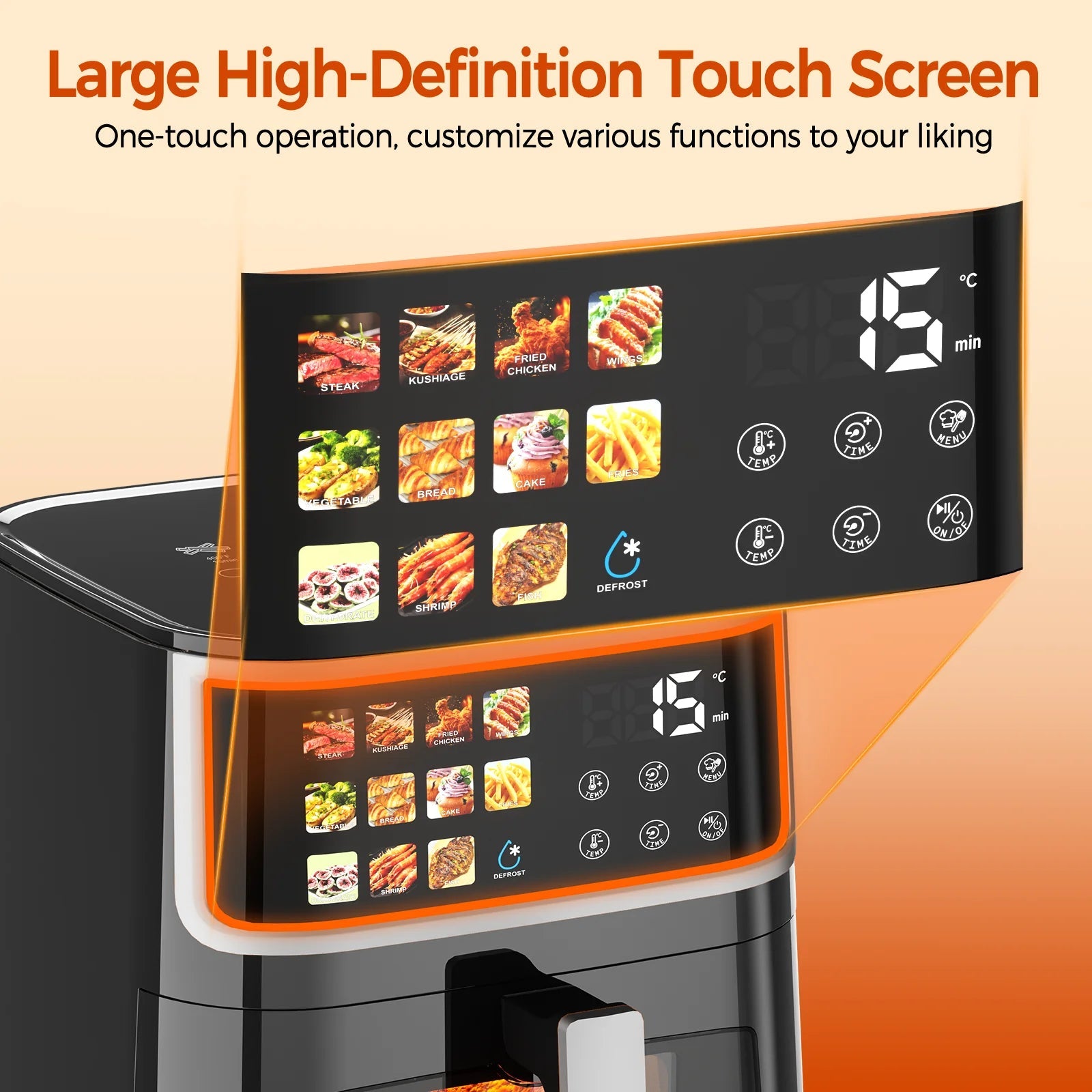 Patbrela Non-fat fryer 8L Large Hot Air Frye with Led Screen 11 Preset Functions Multi Shop24