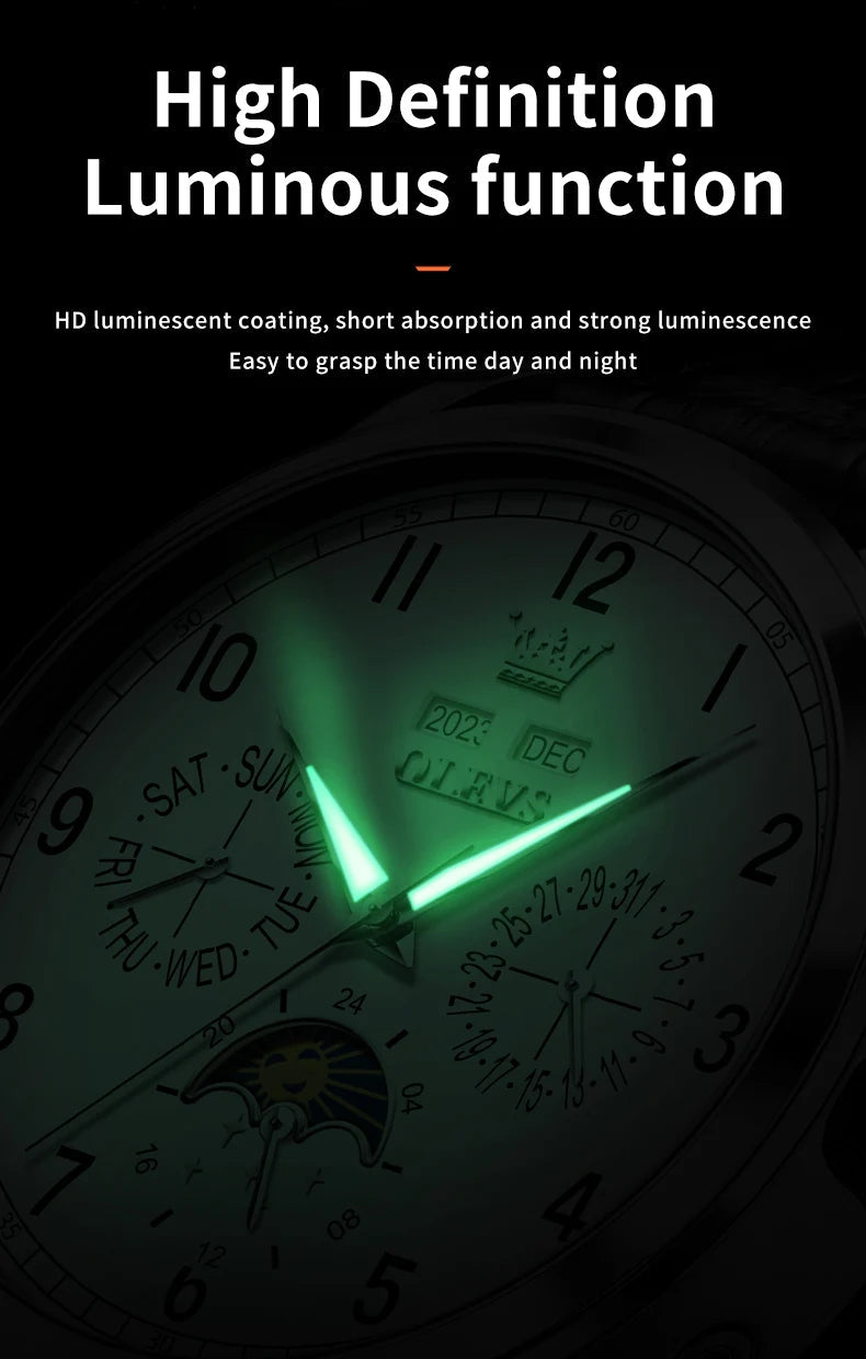 OLEVS 6698 Mens Watch Luxury Dress Brand Moon Phase Automatic Multi Shop24