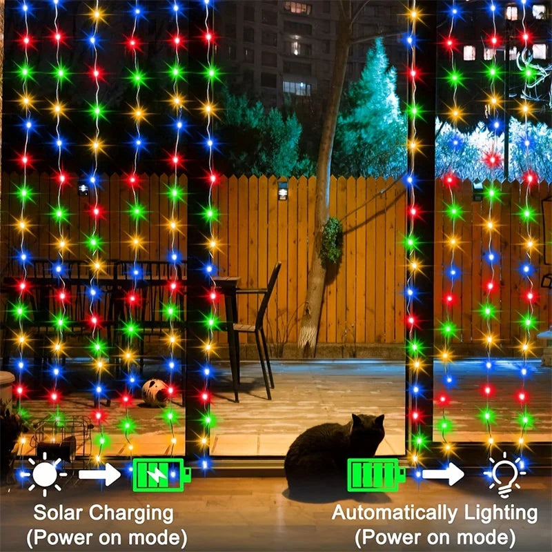 Solar LED Curtain Light Outdoor Garland Solar Fairy String Light - Multi Shop24