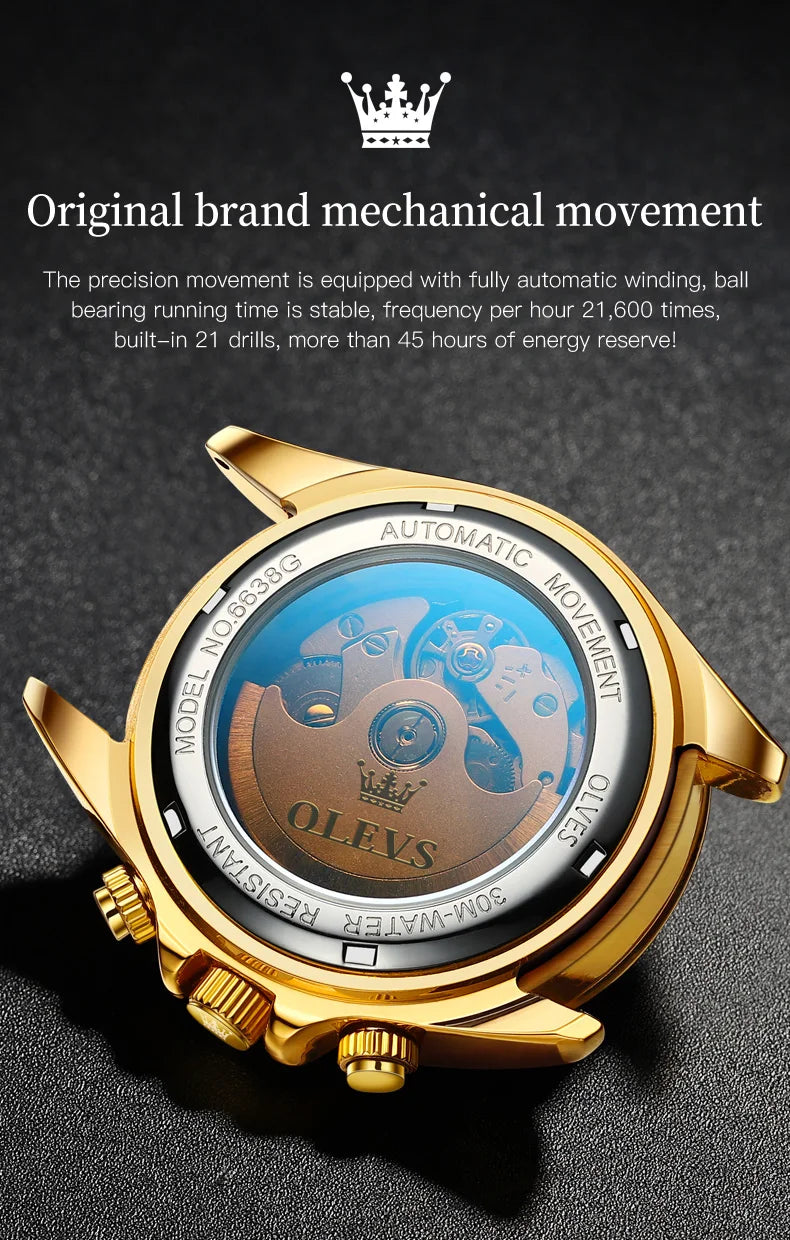OLEVS 6638 TOP Brand Automatic Mechanical Watch for Men Multi-function Multi Shop24