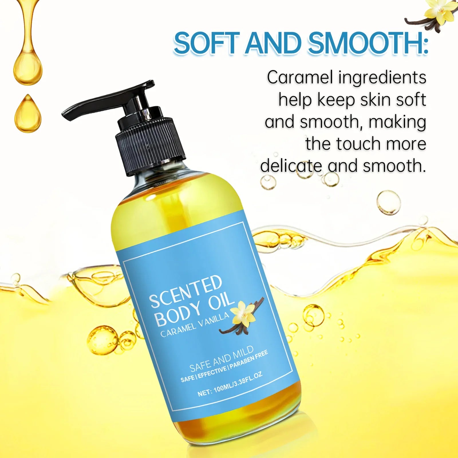 Stress Relief Vanilla Massage Oil - Deeply moisturizes, soothes muscles