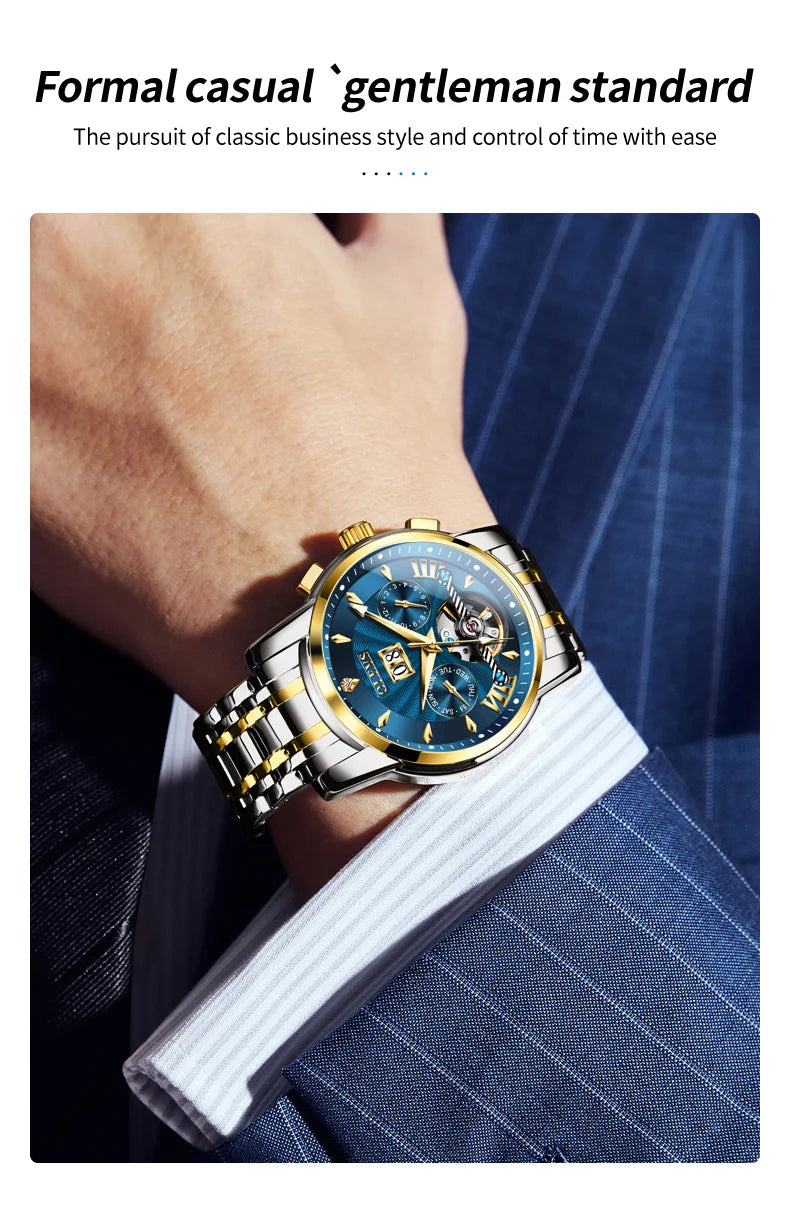 OLEVS Automatic Watch for Men Top Original Luxury Skeleton Multi Shop24