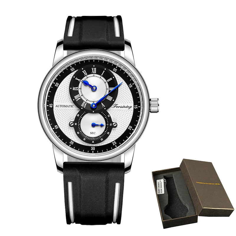 Wristwatch Blue White Dial Automatic Transparent Mechanical Watch Multi Shop24