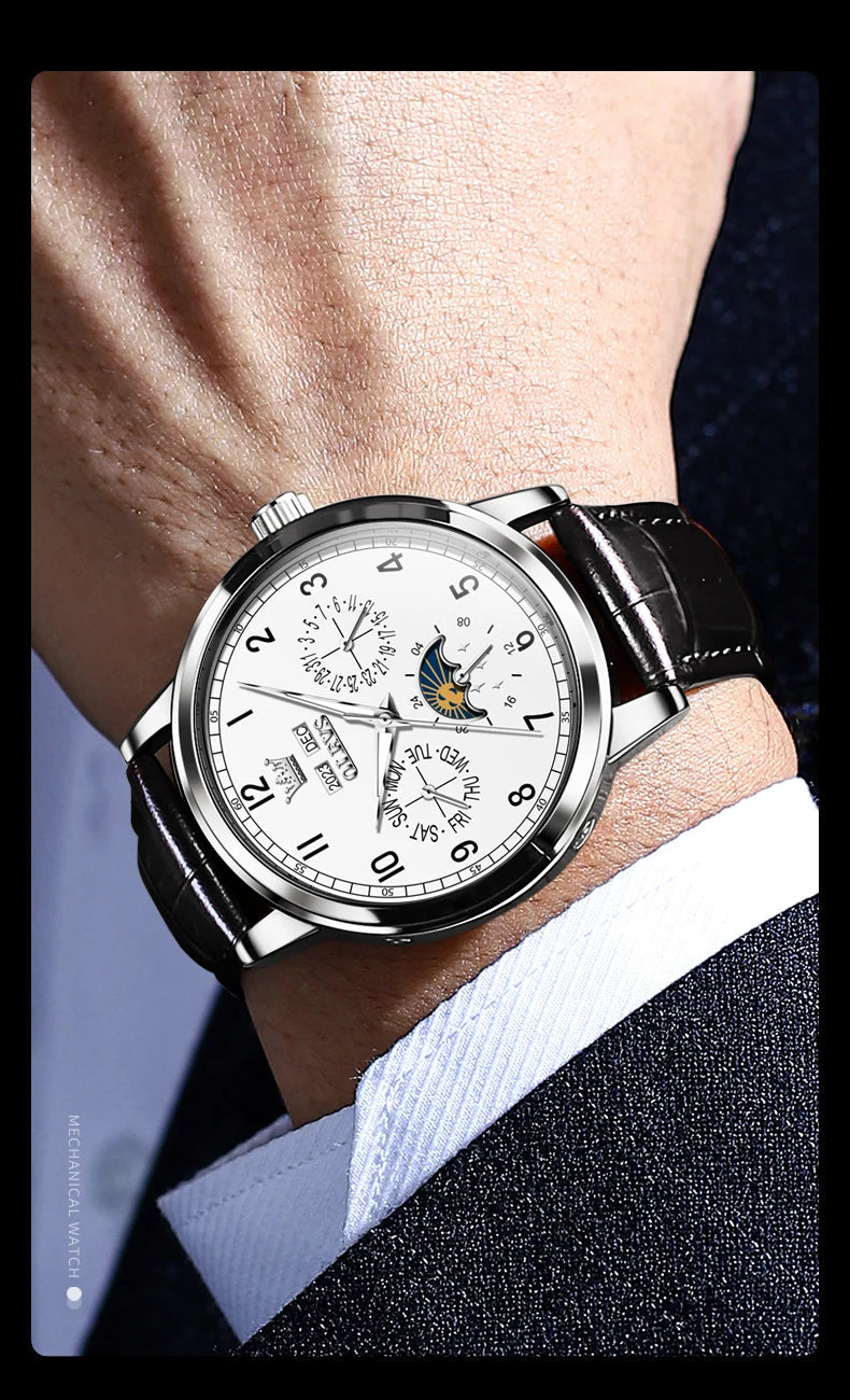 OLEVS 6698 Mens Watch Luxury Dress Brand Moon Phase Automatic Multi Shop24