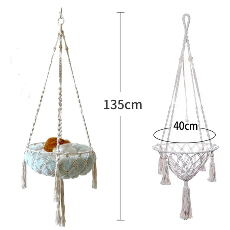 Winter Pet Hammock Cat Swing Hand Woven Cotton Rope Cats Hanging Basket Multi Shop24