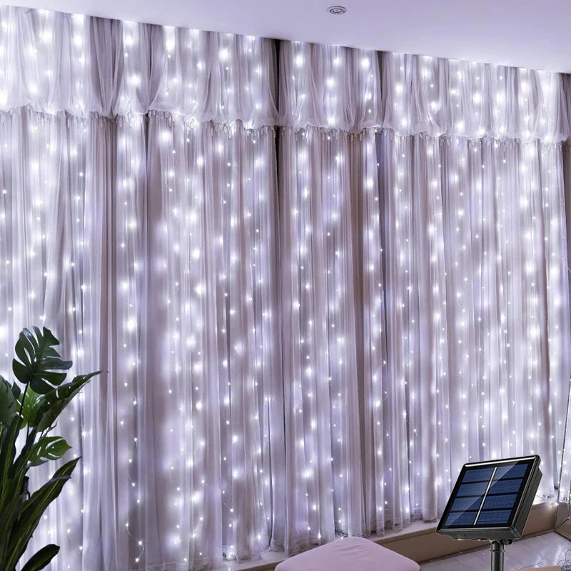 Solar LED Curtain Light Outdoor Garland Solar Fairy String Light - Multi Shop24