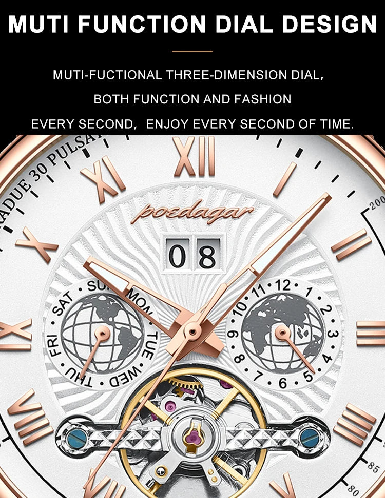POEDAGAR Luxury Men Wristwatch Waterproof Date Week Automatic Multi Shop24