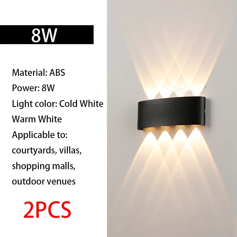 2pcs Outdoor LED Wall Light IP65 Waterproof Garden - Multi Shop24