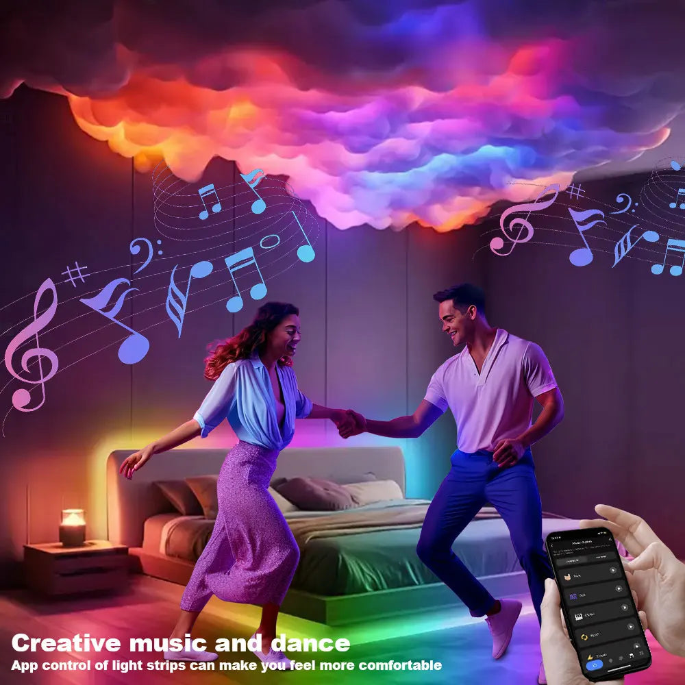 3D Big Cloud Lightning Light 360 Degree Wireless Remote APP Music Sync Multicolor - Multi Shop24