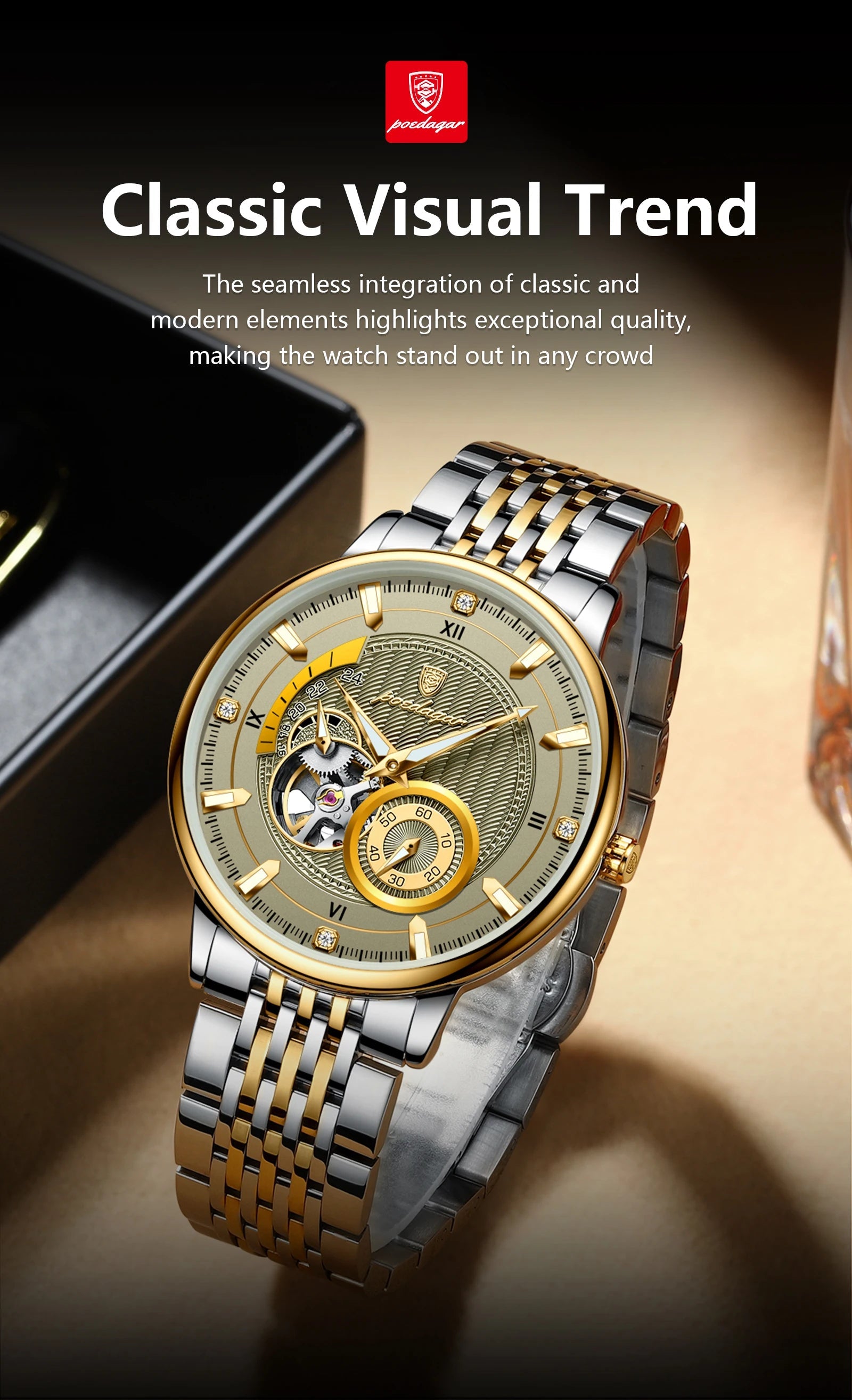 POEDAGAR Top Luxury Man Wristwatch Luminous Hollow Multi Shop24