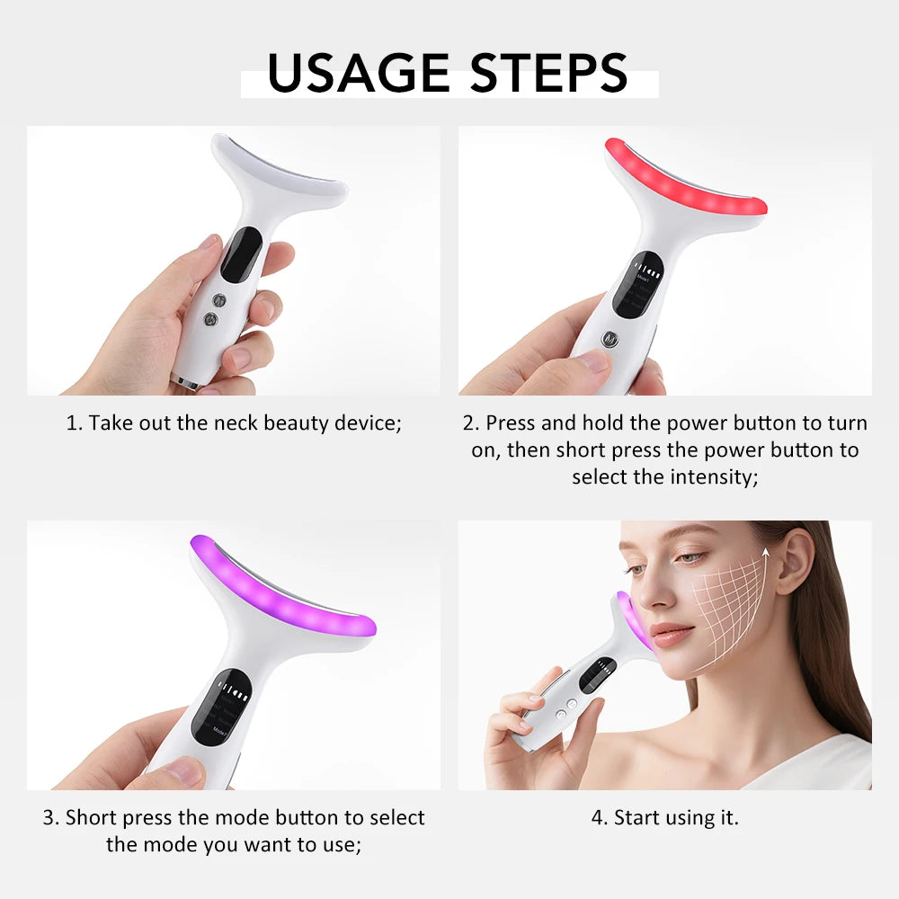 Micro-current Neck & Face Beauty Device LED IPL Skin