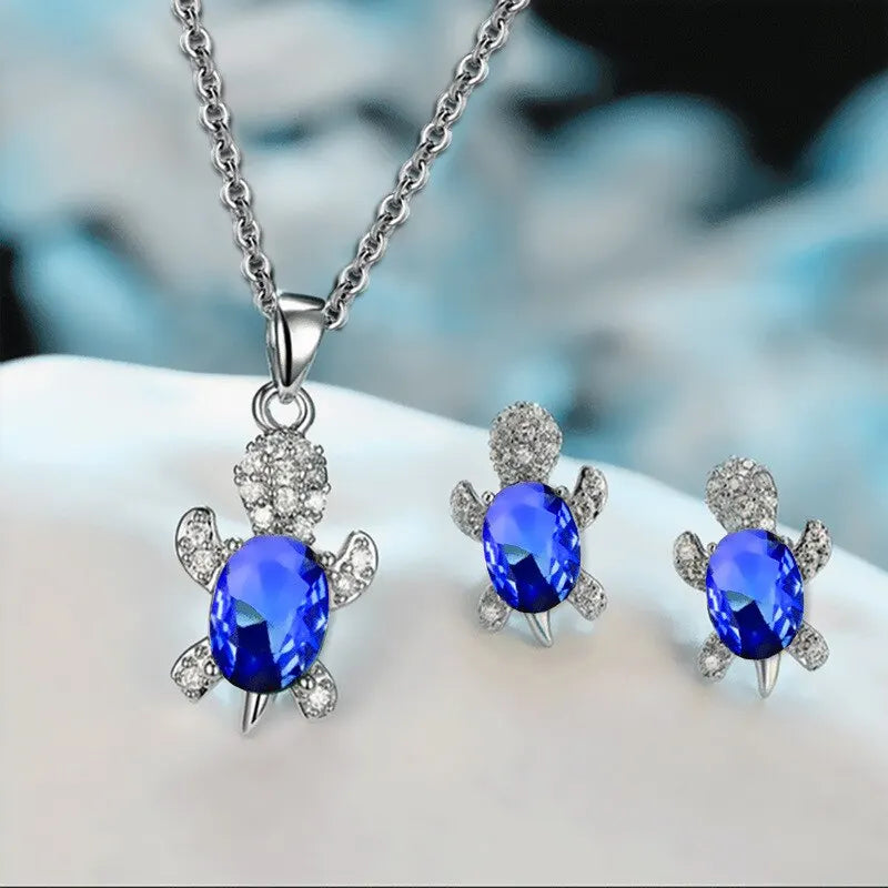 Silver-plated Necklace Earrings Set Ladies Light Luxury Fashion Style